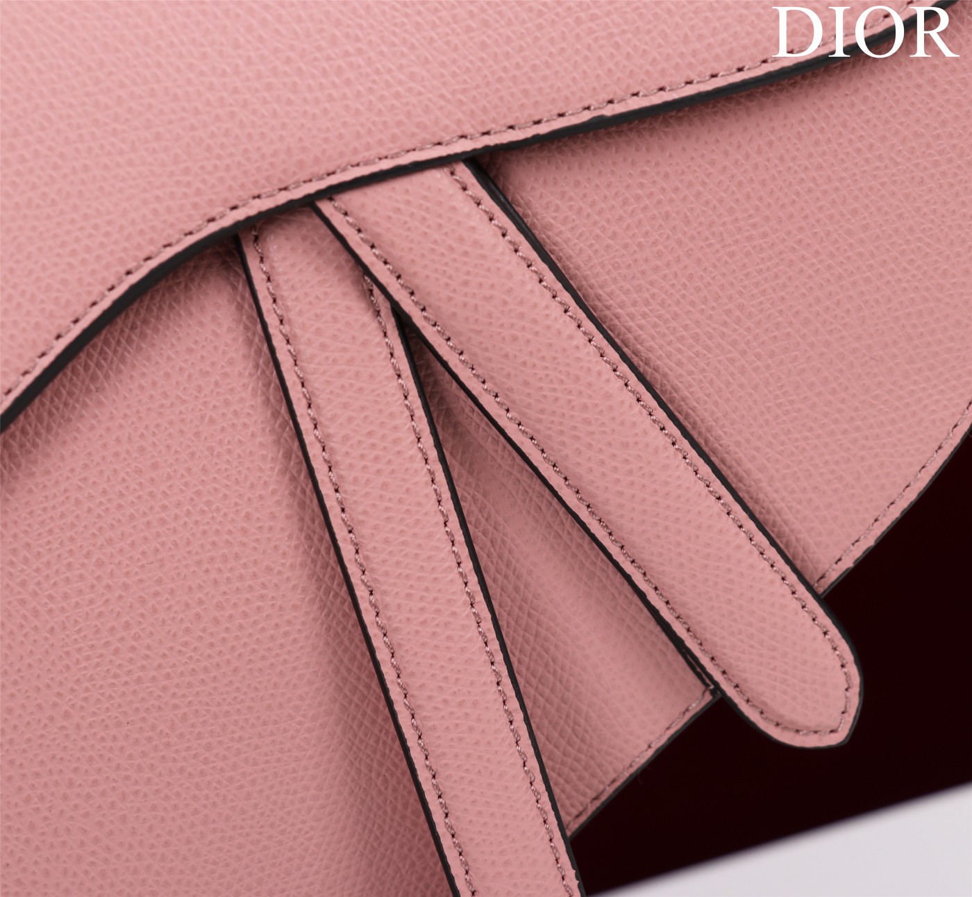 Saddle Bag with Strap Pink Grained Calfskin